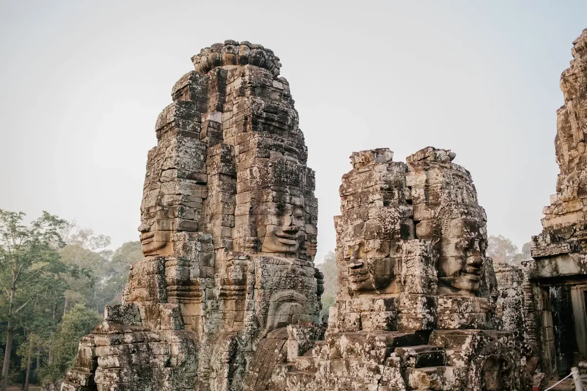Morning light on the faces of the Bayon at Angkor